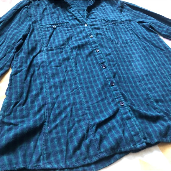 Paradigma Blue and Green Flannel Shirt - Picture 5 of 5